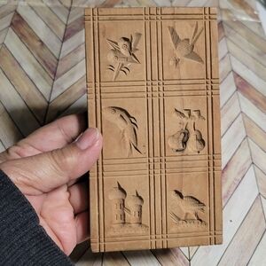 Antique GERMAN Springerle Speculaas Butter Cookie Stamp Press Wood Mold 6 PRINTS